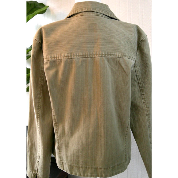 French Cuff Women's Tan Cotton Blazer/Jacket 4 Pockets Button-UP Women's XL - Picture 3 of 8